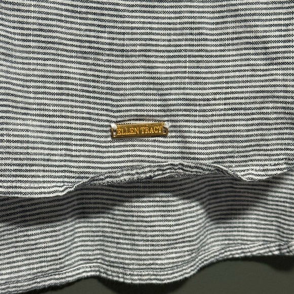 Ellen Tracy Gray Cuffed Sleeve Blouse with Tie Front - Picture 4 of 6